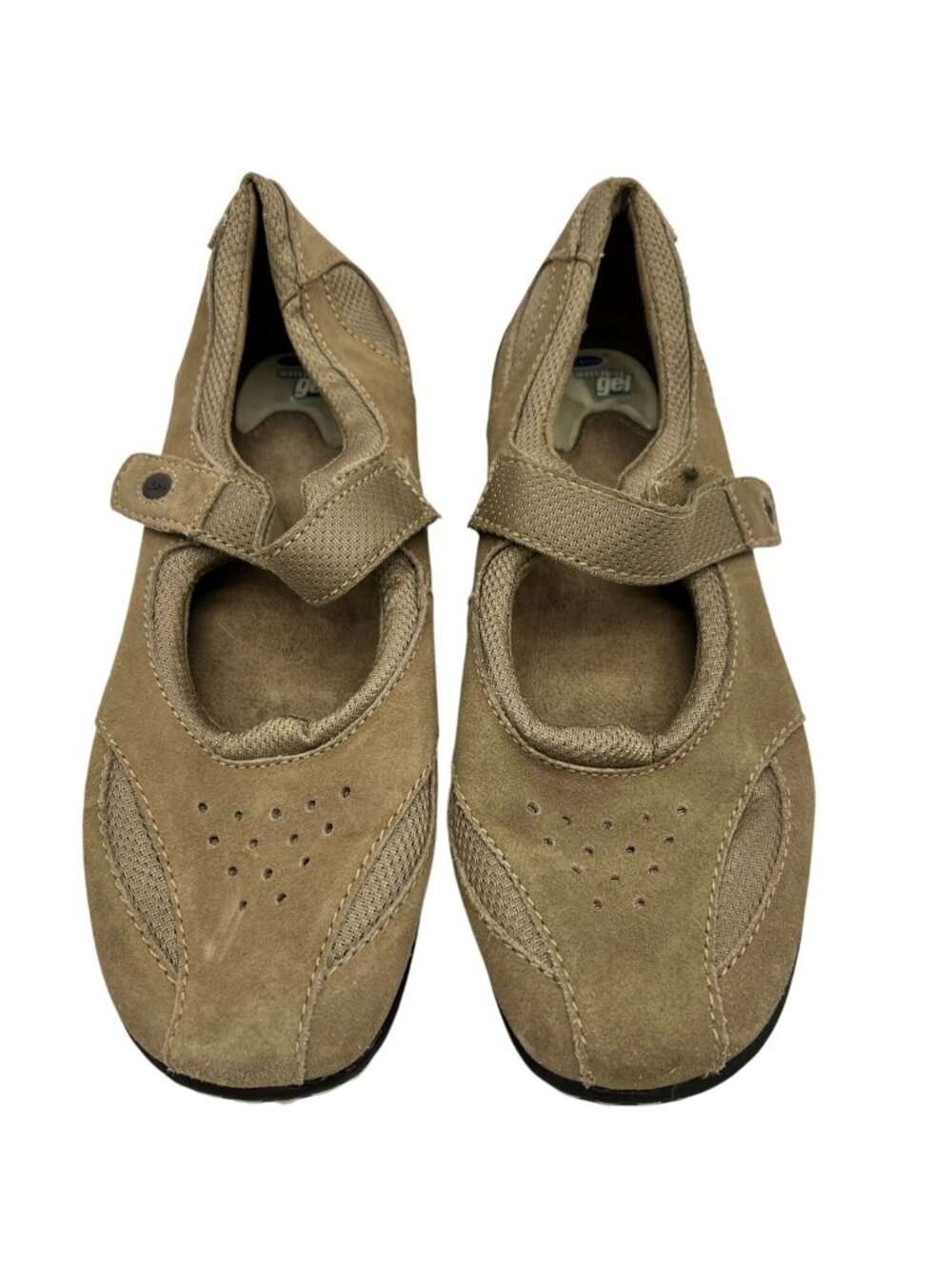 Dr. Scholls Womens Leather Mary Jean Comfort Shoes Size 9M Beige Suede Casual